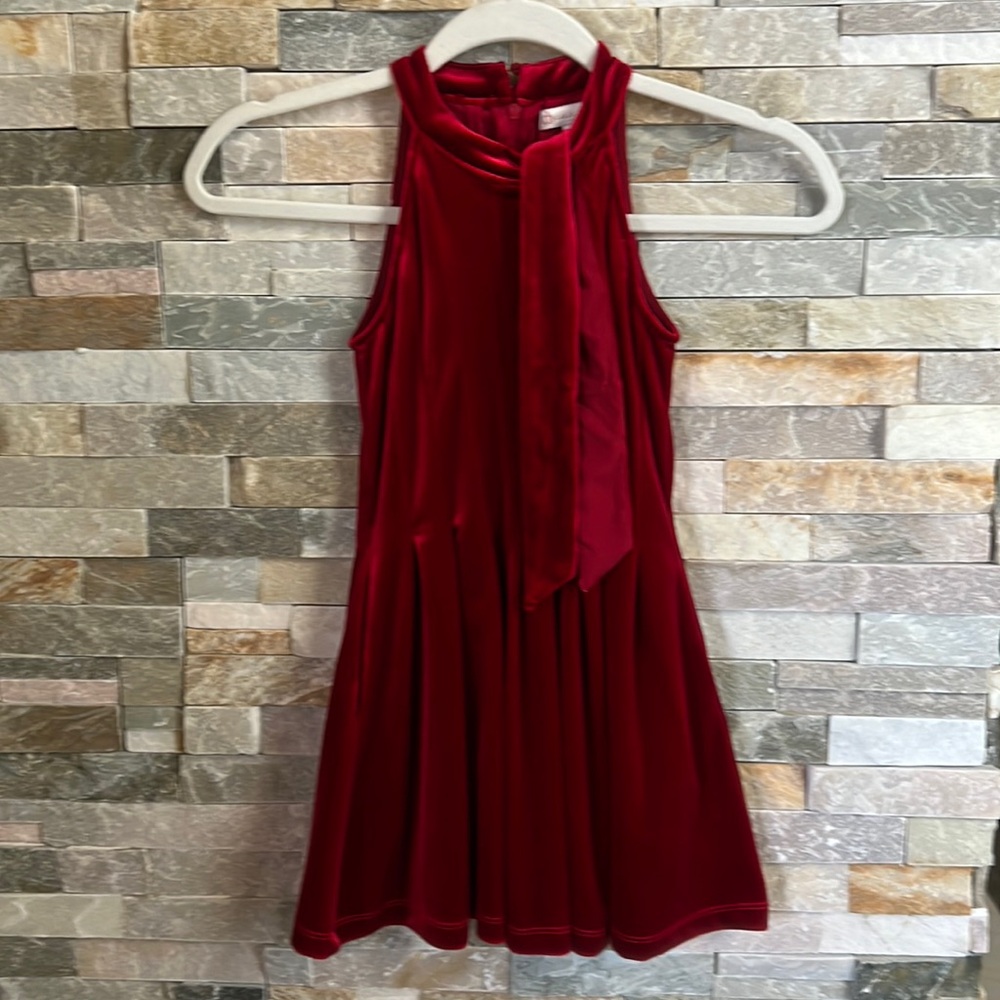 GB Girls Red Velvet Dress | Has Pockets